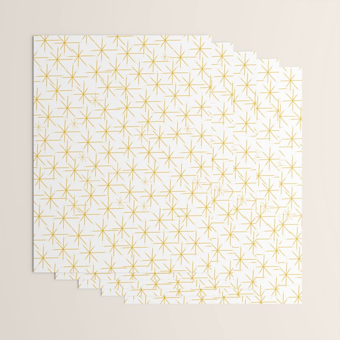 Stella - Atomic Age Midcentury Modern Minimalist Pattern in Light Mustard Yellow and White Wrapping Paper Gallery Image 3