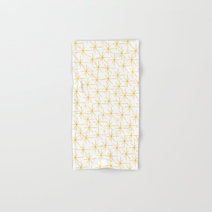 Stella - Atomic Age Midcentury Modern Minimalist Pattern in Light Mustard Yellow and White Bath Towel Gallery Image 1