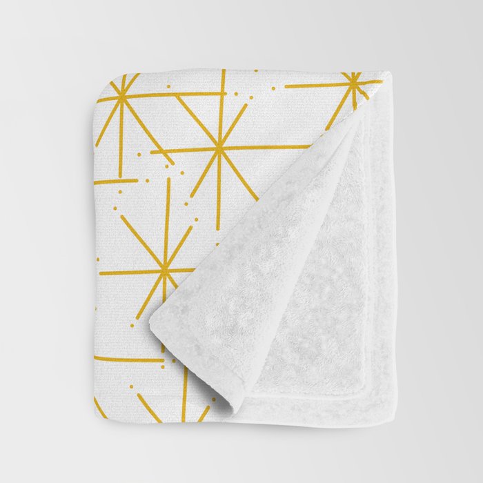 Stella - Atomic Age Midcentury Modern Minimalist Pattern in Light Mustard Yellow and White Throw Blanket Gallery Image 3