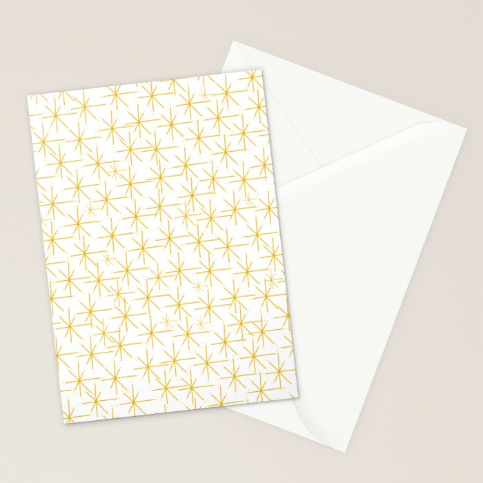 Stella - Atomic Age Midcentury Modern Minimalist Pattern in Light Mustard Yellow and White Stationery Card Gallery Image 2