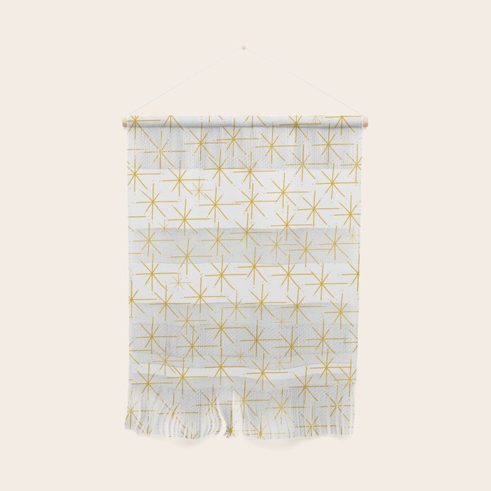 Stella - Atomic Age Midcentury Modern Minimalist Pattern in Light Mustard Yellow and White Wall Hanging Gallery Image 1