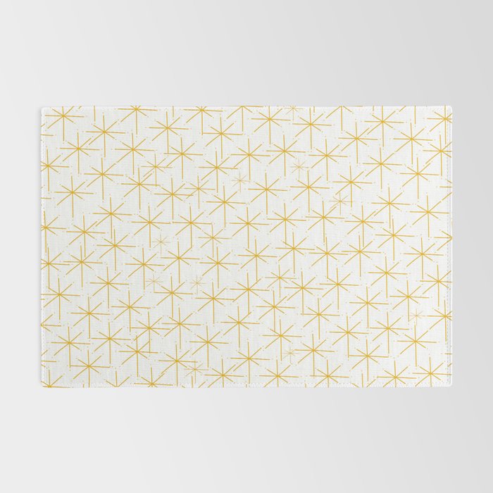 Stella - Atomic Age Midcentury Modern Minimalist Pattern in Light Mustard Yellow and White Rug Gallery Image 2