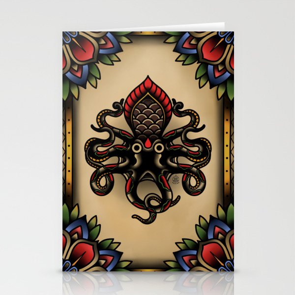 Traditional Tattoo Octopus  Stationery Card Gallery Image 1