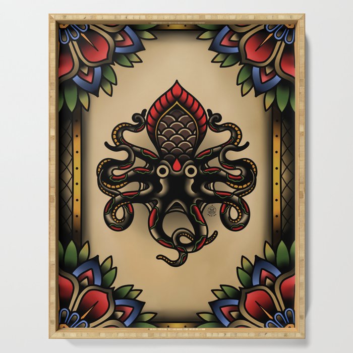 Traditional Tattoo Octopus  Serving Tray Gallery Image 1