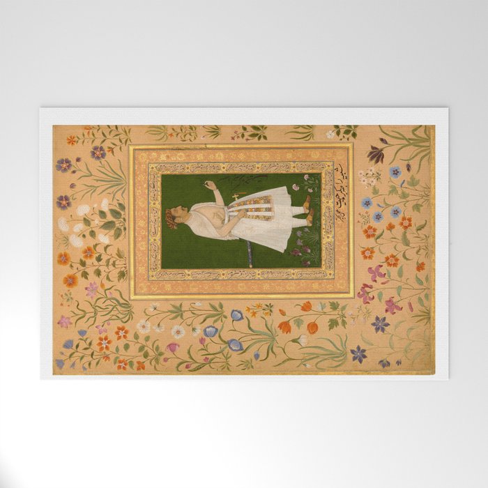 Portrait of Raja Bikramajit Mughal Watercolor Art Welcome Mat Gallery Image 1