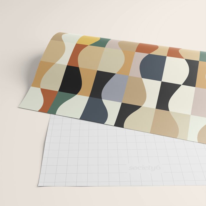 Retro Neutral Wavy Checker Wrapping Paper Gallery Image 2