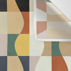 Retro Neutral Wavy Checker Wall Tapestry Gallery Image 3