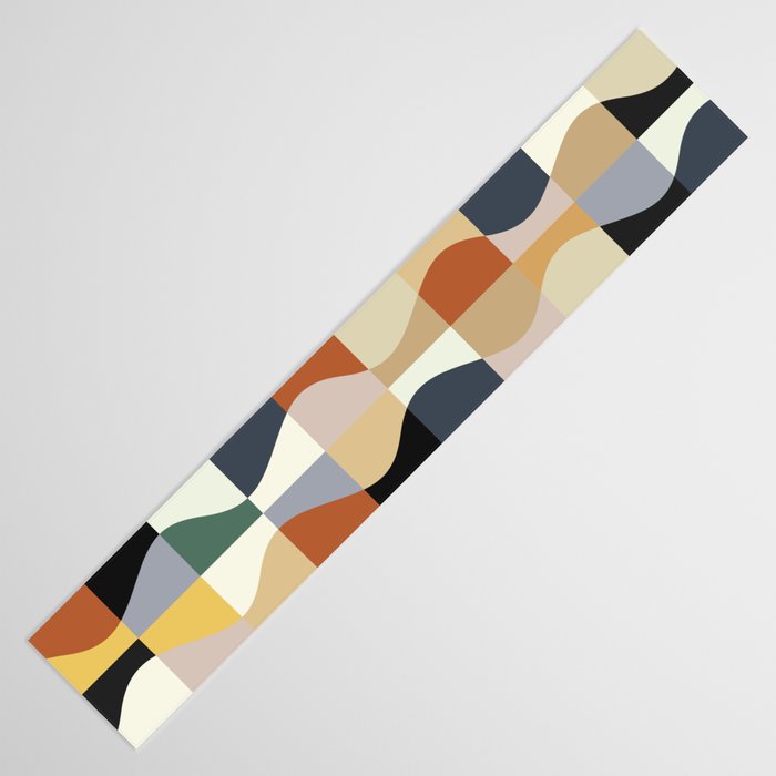 Retro Neutral Wavy Checker Table Runner Gallery Image 3