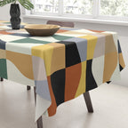 Retro Neutral Wavy Checker Tablecloth Gallery Image 3