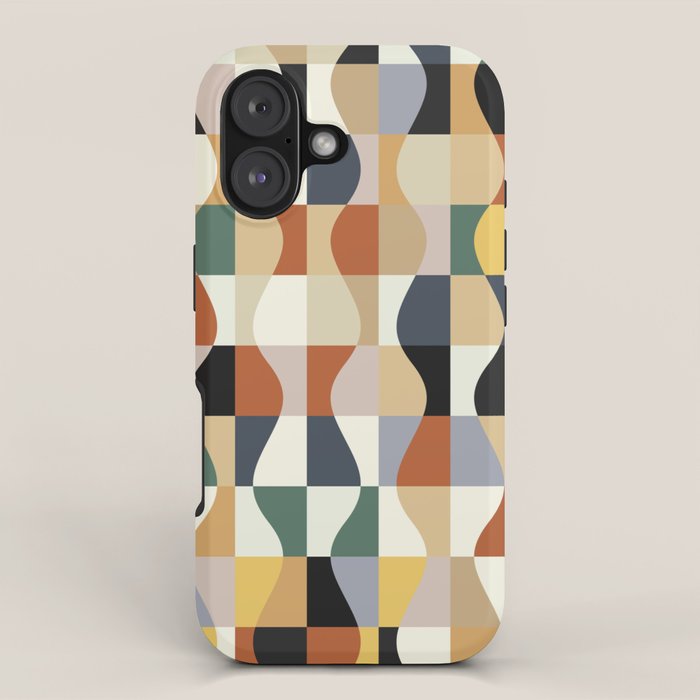 Retro Neutral Wavy Checker iPhone Case Gallery Image 1
