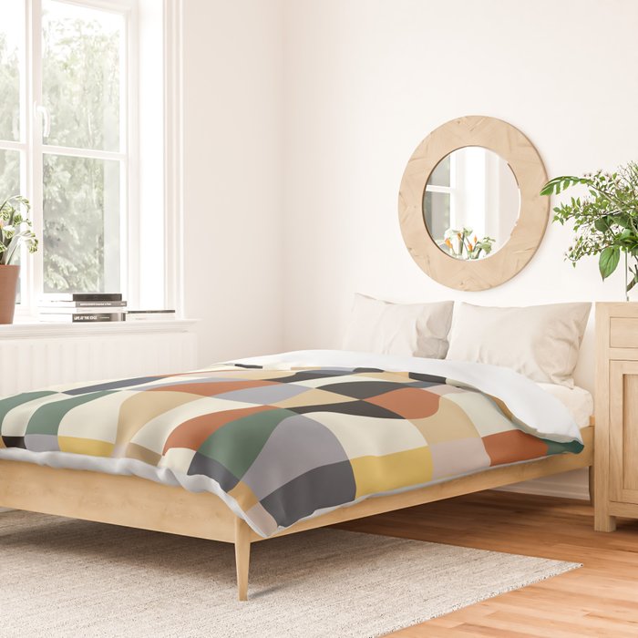 Retro Neutral Wavy Checker Duvet Cover Gallery Image 2