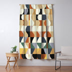 Retro Neutral Wavy Checker Window Curtain Gallery Image 5