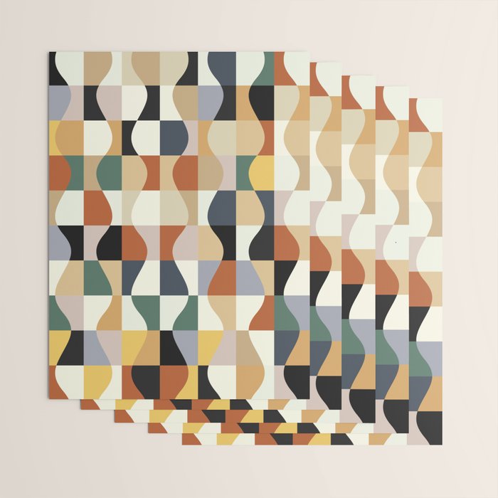 Retro Neutral Wavy Checker Wrapping Paper Gallery Image 3
