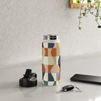 Retro Neutral Wavy Checker Water Bottle Gallery Image 4