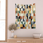 Retro Neutral Wavy Checker Wall Tapestry Gallery Image 2