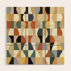 Retro Neutral Wavy Checker Wood Wall Art Gallery Image 1
