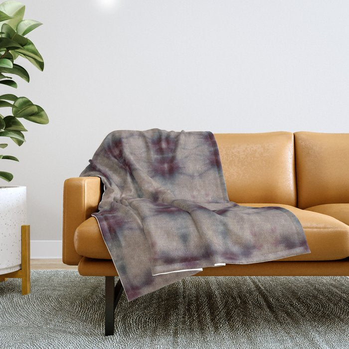 Vintage Floral Shibori Throw Blanket Gallery Image 1