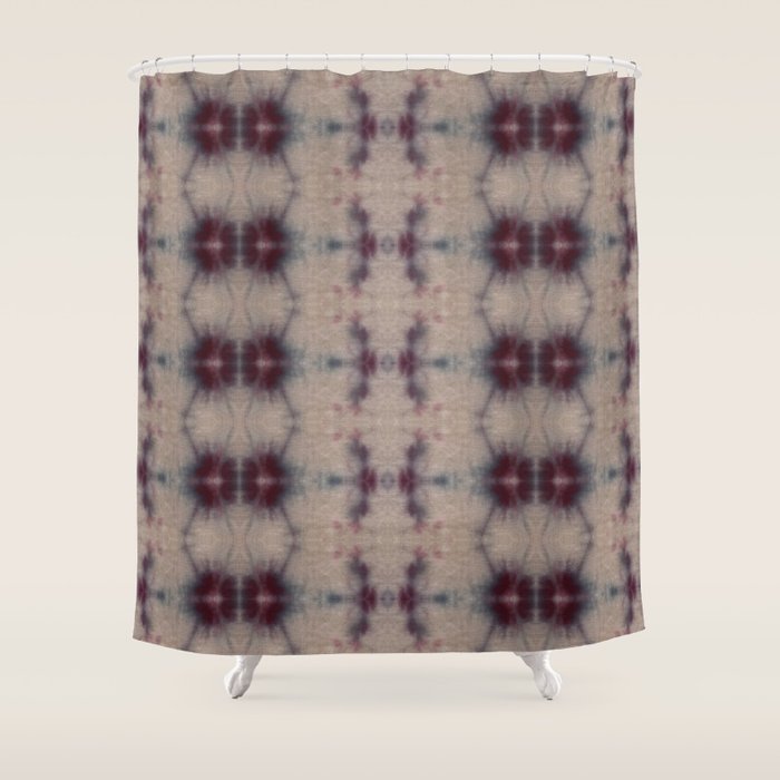Vintage Floral Shibori Shower Curtain Gallery Image 1