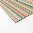 Fine Stripes Pattern in Sage Green and Coral Clay Welcome Mat Gallery Image 2