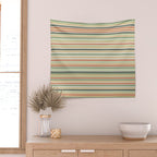 Fine Stripes Pattern in Sage Green and Coral Clay Wall Tapestry Gallery Image 2