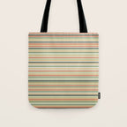 Fine Stripes Pattern in Sage Green and Coral Clay Tote Bag Gallery Image 1