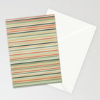 Fine Stripes Pattern in Sage Green and Coral Clay Stationery Card Gallery Image 2