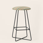 Fine Stripes Pattern in Sage Green and Coral Clay Stool Gallery Image 1