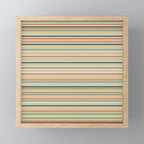 Fine Stripes Pattern in Sage Green and Coral Clay Mini Art Print Gallery Image 1