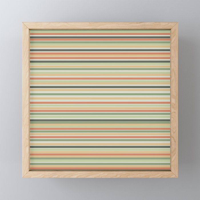 Fine Stripes Pattern in Sage Green and Coral Clay Mini Art Print Gallery Image 1