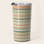 Fine Stripes Pattern in Sage Green and Coral Clay Travel Mug Gallery Image 3