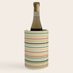 Fine Stripes Pattern in Sage Green and Coral Clay Wine Chiller Gallery Image 1