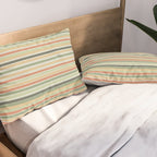 Fine Stripes Pattern in Sage Green and Coral Clay Pillow Sham Gallery Image 2