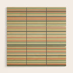 Fine Stripes Pattern in Sage Green and Coral Clay Wood Wall Art Gallery Image 1