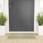 Fine Stripes Pattern in Sage Green and Coral Clay Welcome Mat Gallery Image 3