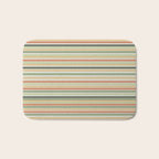Fine Stripes Pattern in Sage Green and Coral Clay Bath Mat Gallery Image 1