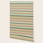 Fine Stripes Pattern in Sage Green and Coral Clay Wallpaper Gallery Image 2