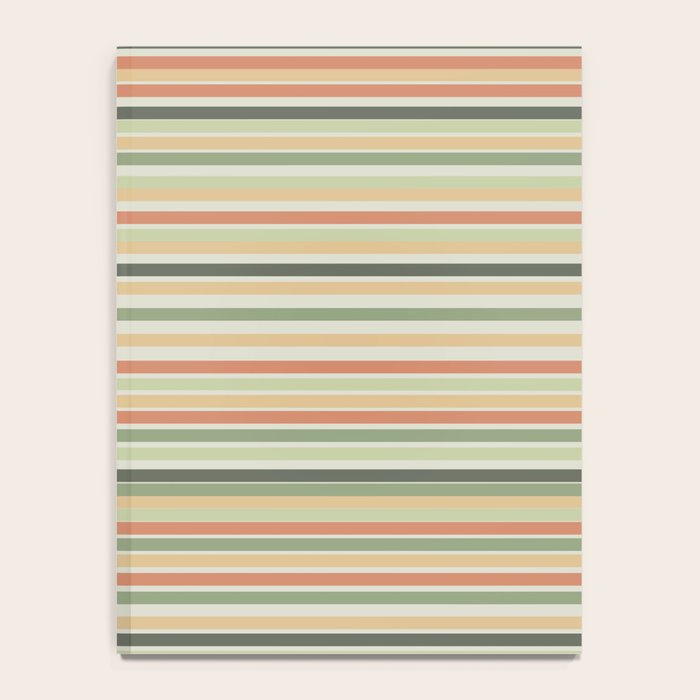Fine Stripes Pattern in Sage Green and Coral Clay Notebook Gallery Image 4