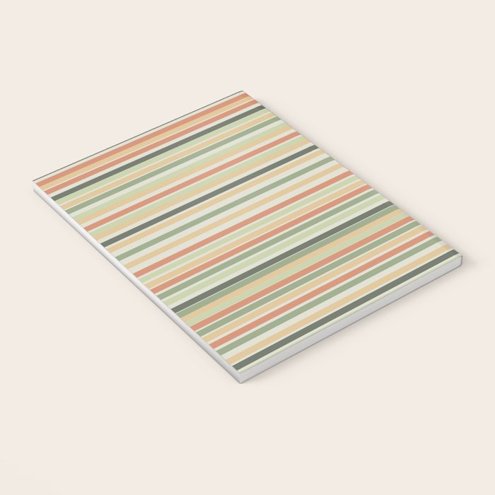 Fine Stripes Pattern in Sage Green and Coral Clay Notebook Gallery Image 3