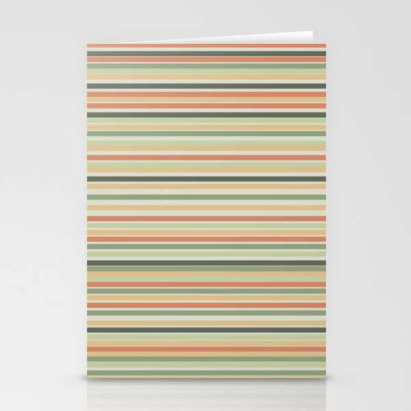 Fine Stripes Pattern in Sage Green and Coral Clay Stationery Card Gallery Image 1