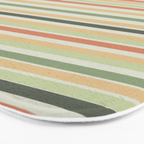 Fine Stripes Pattern in Sage Green and Coral Clay Bath Mat Gallery Image 3