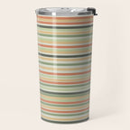 Fine Stripes Pattern in Sage Green and Coral Clay Travel Mug Gallery Image 2