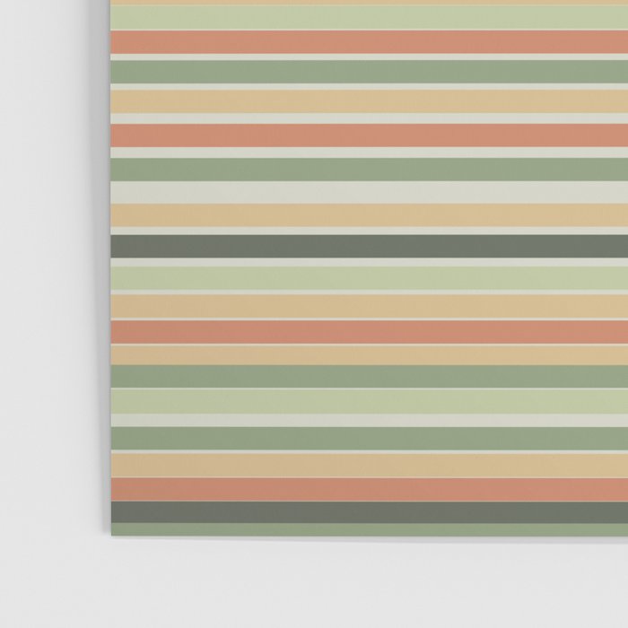 Fine Stripes Pattern in Sage Green and Coral Clay Poster Gallery Image 3