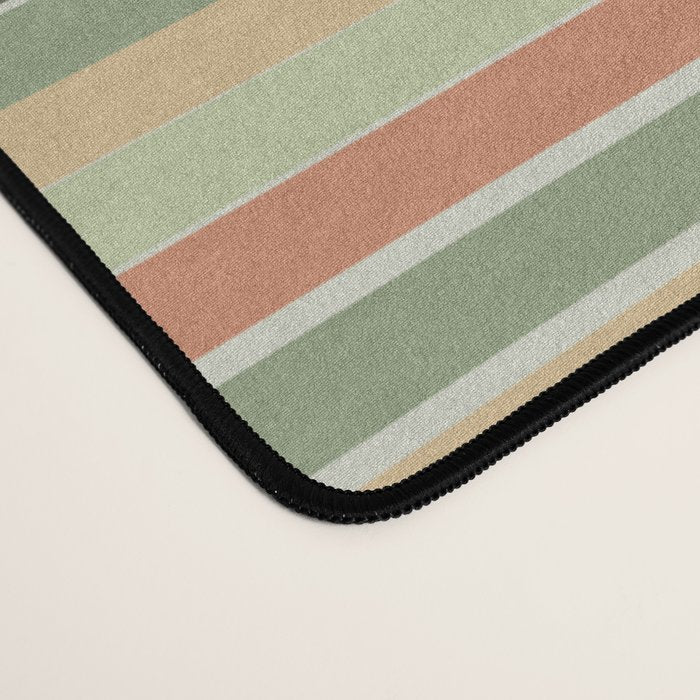Fine Stripes Pattern in Sage Green and Coral Clay Desk Mat Gallery Image 4