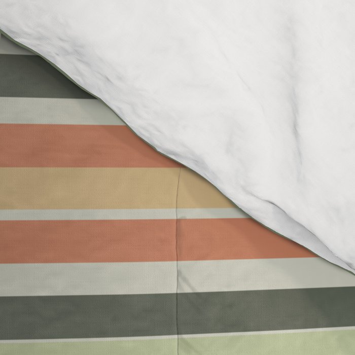 Fine Stripes Pattern in Sage Green and Coral Clay Comforter Gallery Image 4