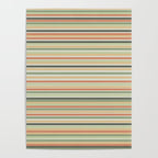 Fine Stripes Pattern in Sage Green and Coral Clay Poster Gallery Image 4