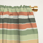Fine Stripes Pattern in Sage Green and Coral Clay Window Curtain Gallery Image 2
