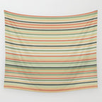Fine Stripes Pattern in Sage Green and Coral Clay Wall Tapestry Gallery Image 4