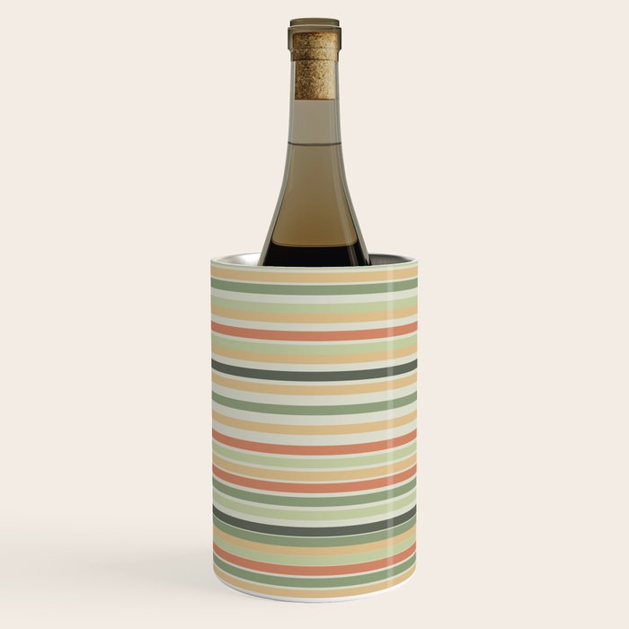 Fine Stripes Pattern in Sage Green and Coral Clay Wine Chiller Gallery Image 3