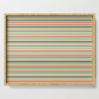 Fine Stripes Pattern in Sage Green and Coral Clay Serving Tray Gallery Image 1