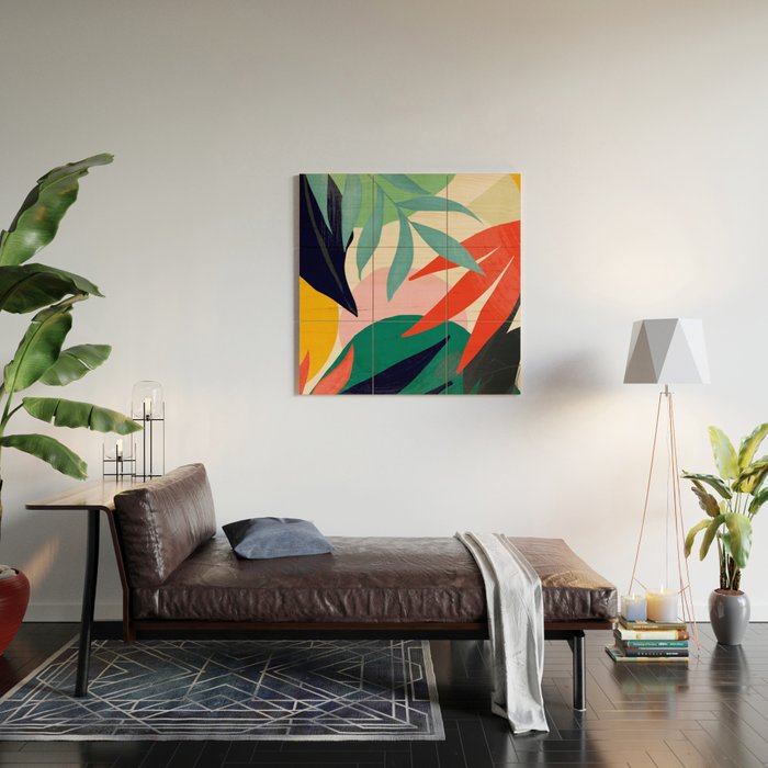 Abstract Art Tropical Leaves 42 Wood Wall Art Gallery Image 2